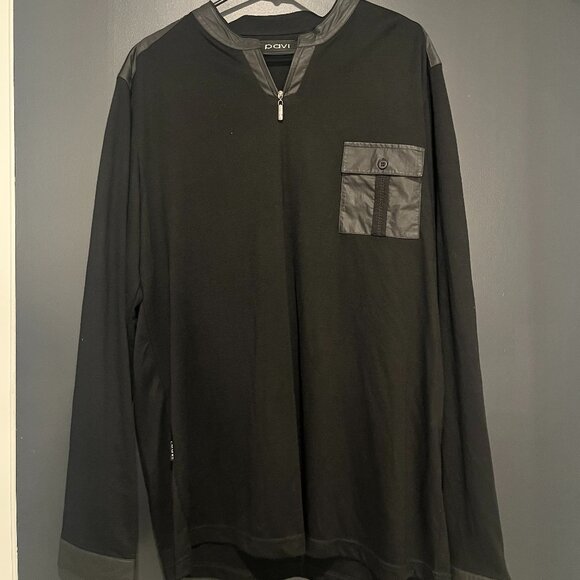 Pavi Black Long Sleeve Tee Shirt w/ Embellished Shoulders and Cuffs XXL - Picture 1 of 7